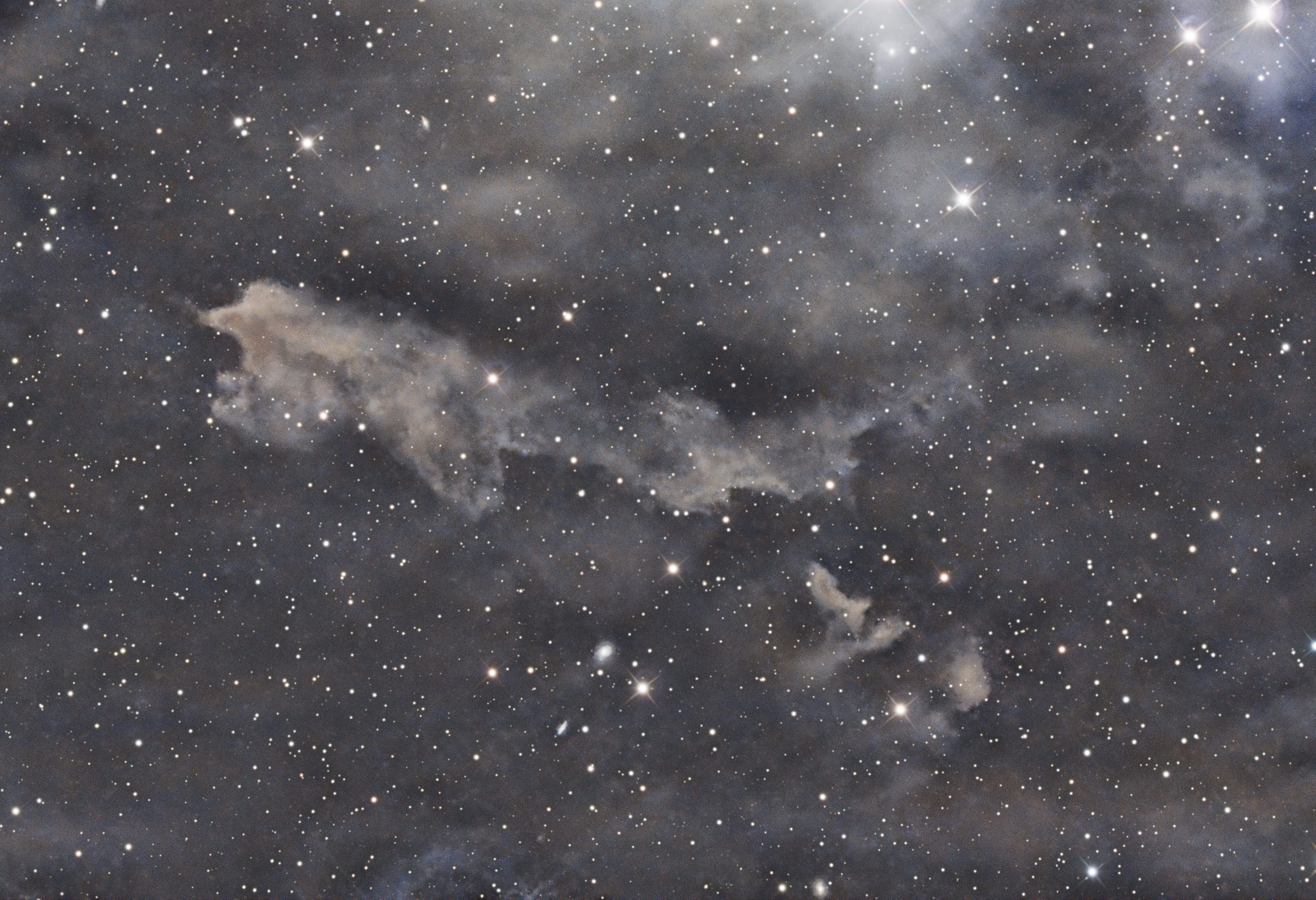 LBN 438 (Lynds' Catalog of Bright Nebulae) in the constellation Lacerta is part of Lacerta OB1, a vast star-forming region. It is about 1200 light-years from Earth.